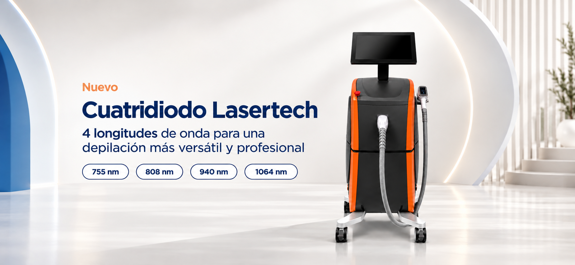Cuatridiodo Lasertech con cuatro longitudes de onda 755, 808, 940 y 1064 nm